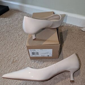 Mango Kitten heel shoes. Woman. Size EUR 37 UK 6.5-7. Color Nude. Patent leather